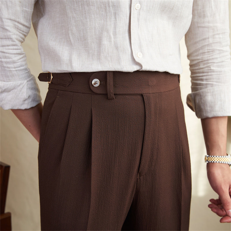 Monterosso Seersucker Pleated Trousers