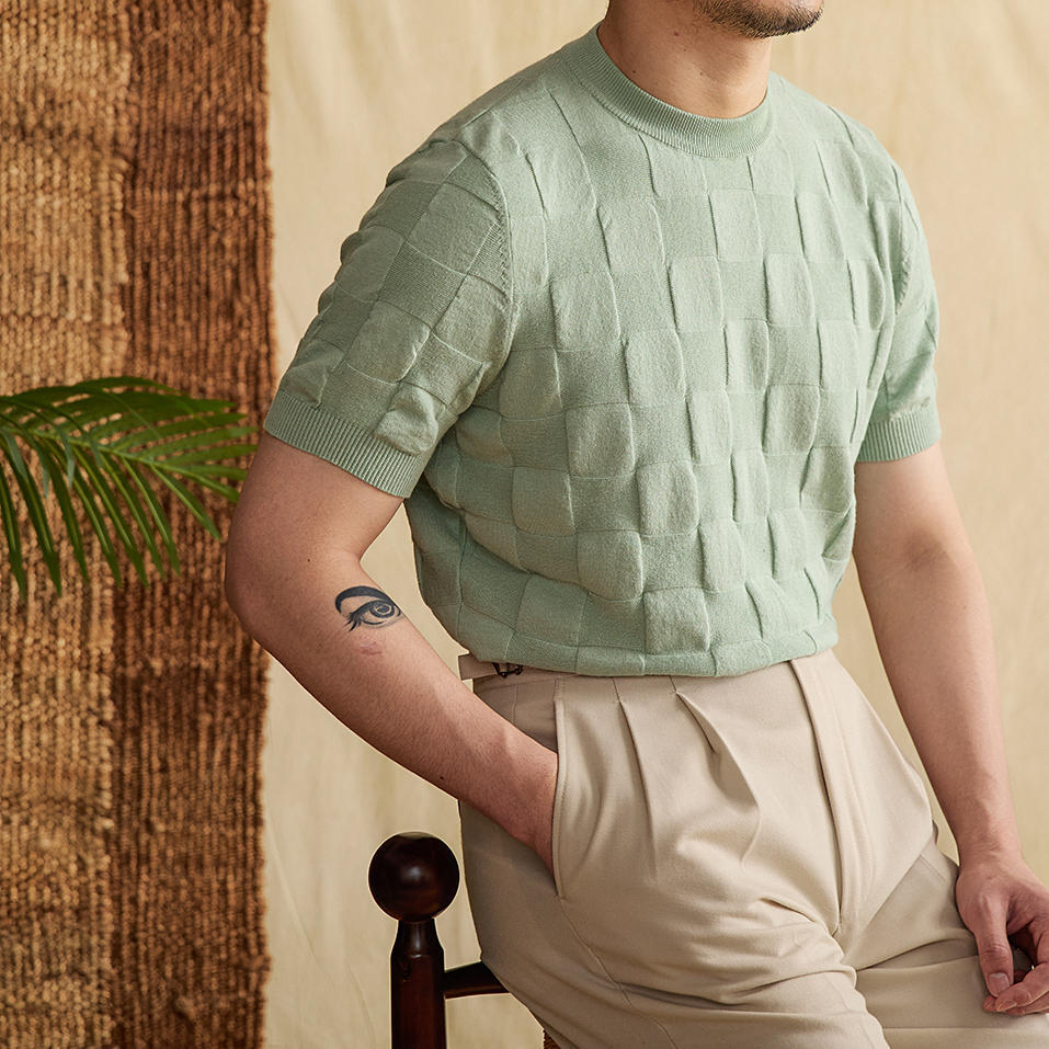 Cotton Blend 3D Knit T-Shirt