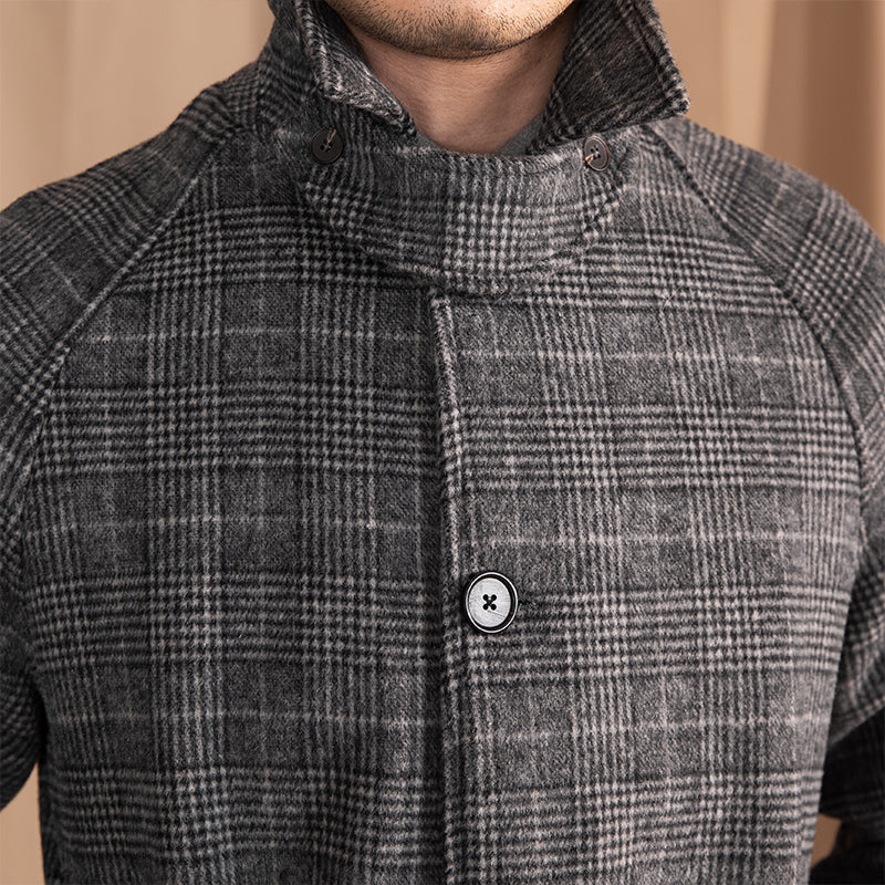 Surrey Belted Wool Blend Checkered Raglan Coat