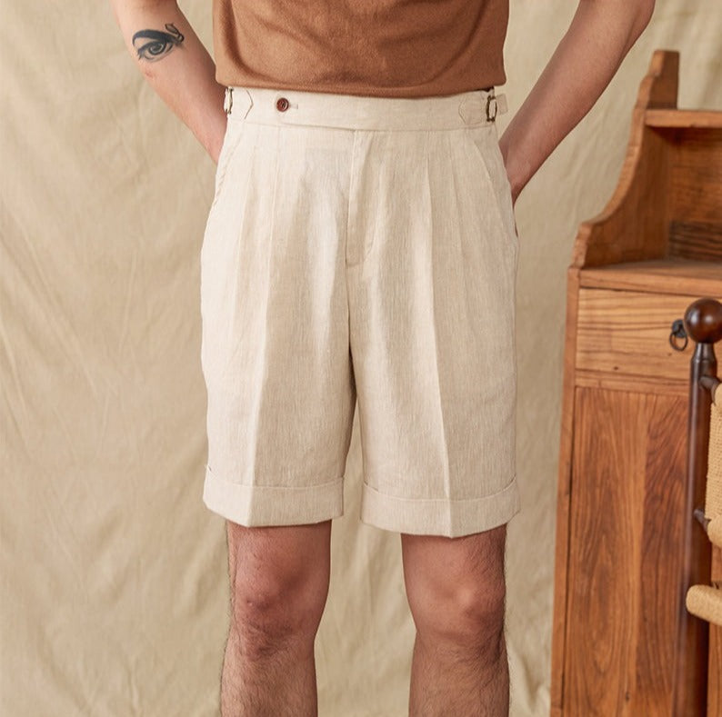 Hamptons Linen Pleated Bermudas