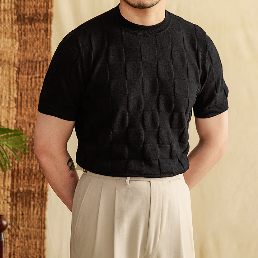 Cotton Blend 3D Knit T-Shirt