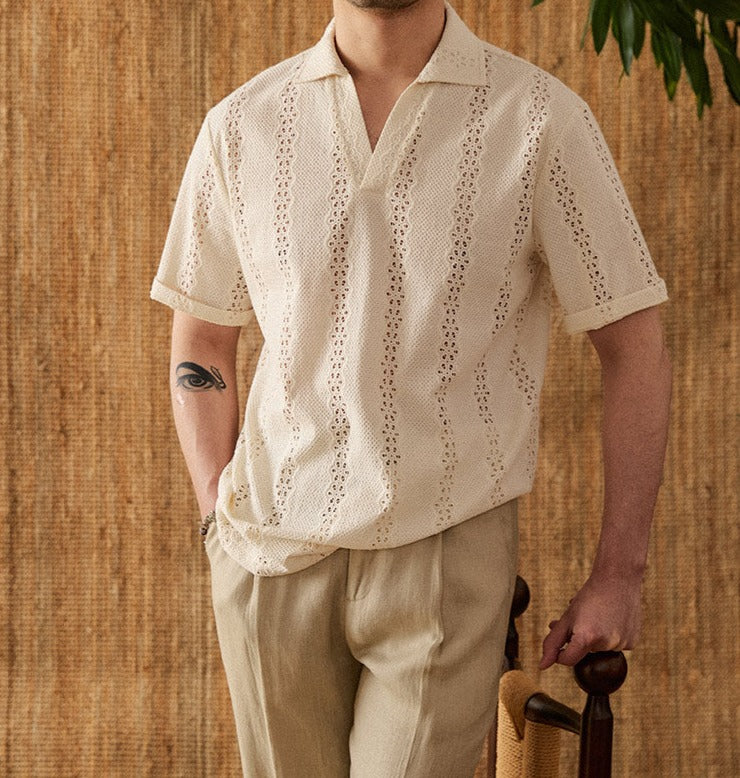 Embroidered Cotton Knit Short Sleeve Polo Shirt