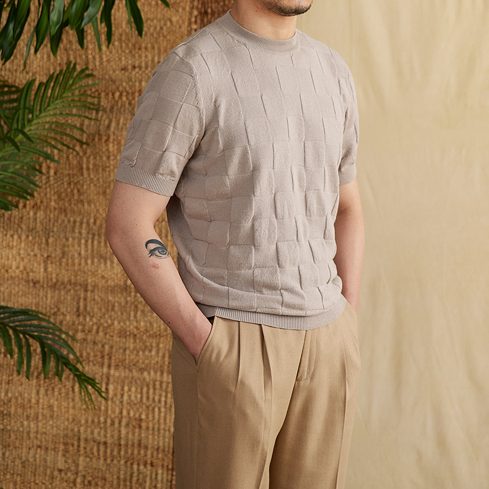 Cotton Blend 3D Knit T-Shirt