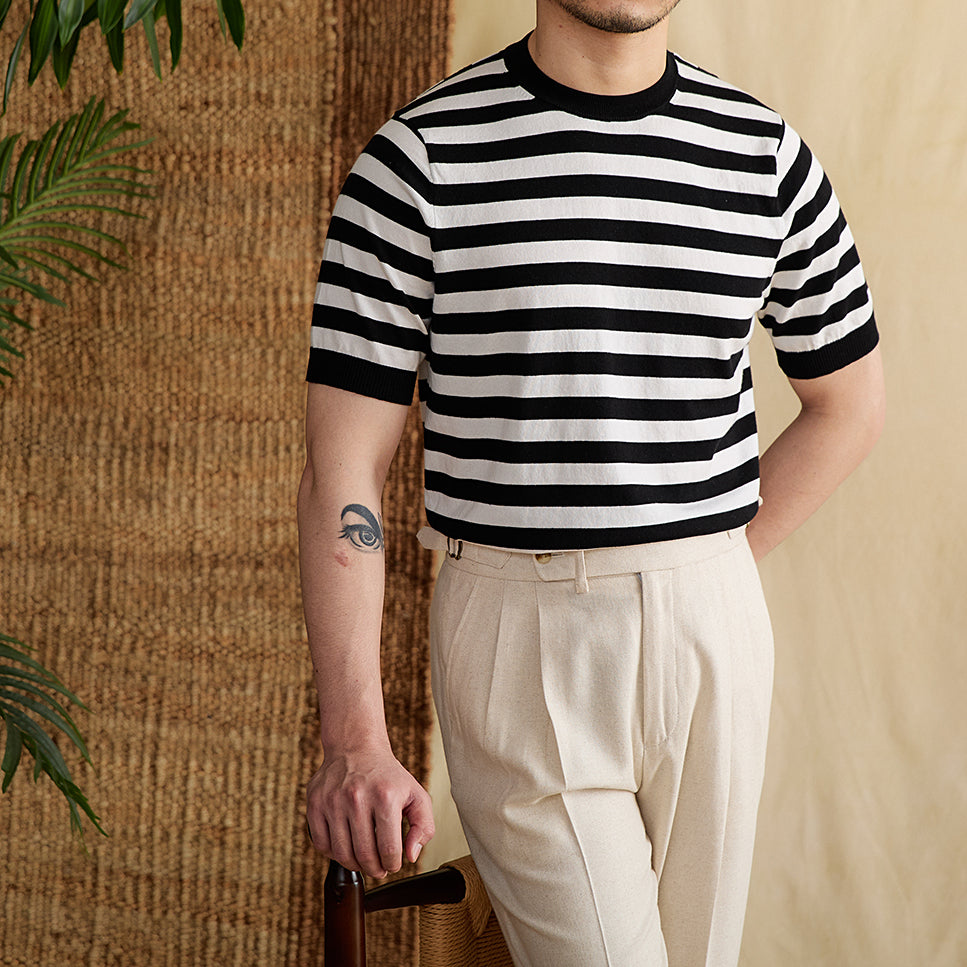 Venezia Striped Cotton Blend Knit T-Shirt