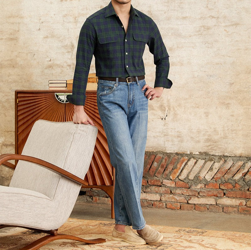 Toronto Cotton Plaid Seersucker Long Sleeve Shirt