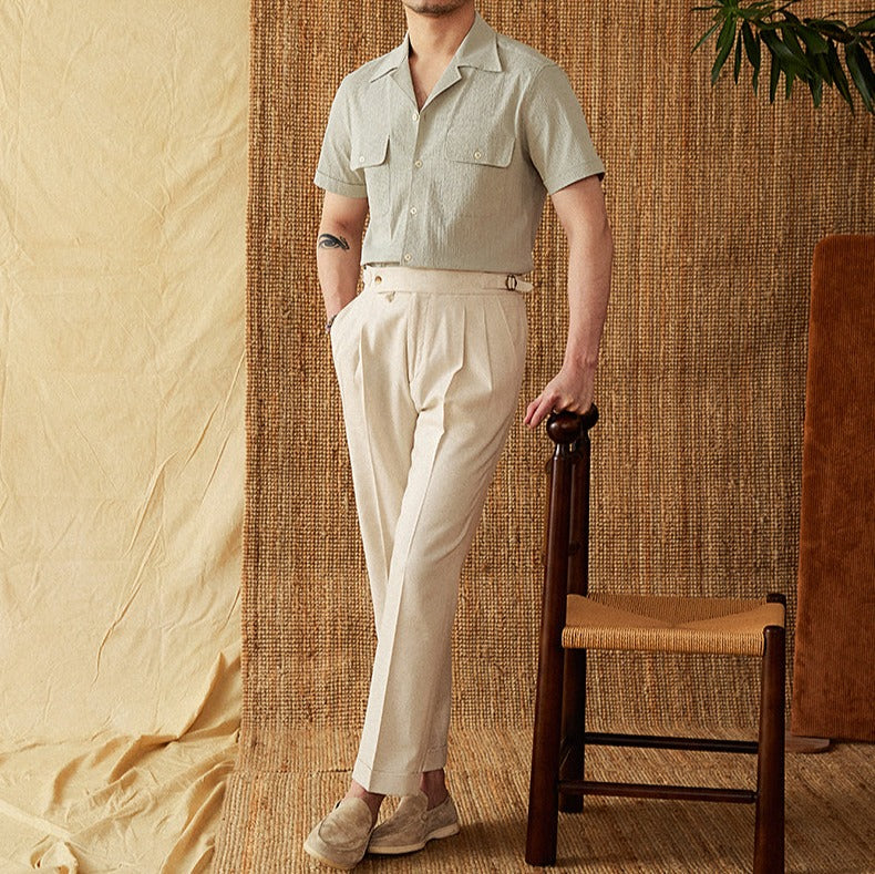 Ischia Cotton Seersucker Short Sleeve Shirt