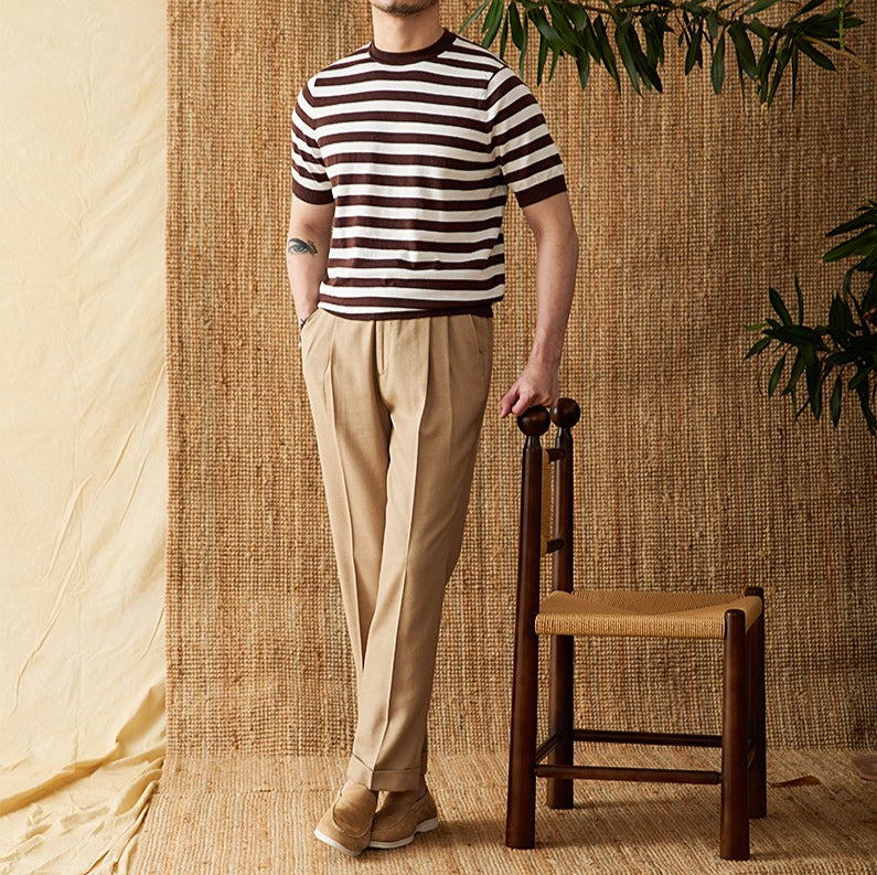Venezia Striped Cotton Blend Knit T-Shirt