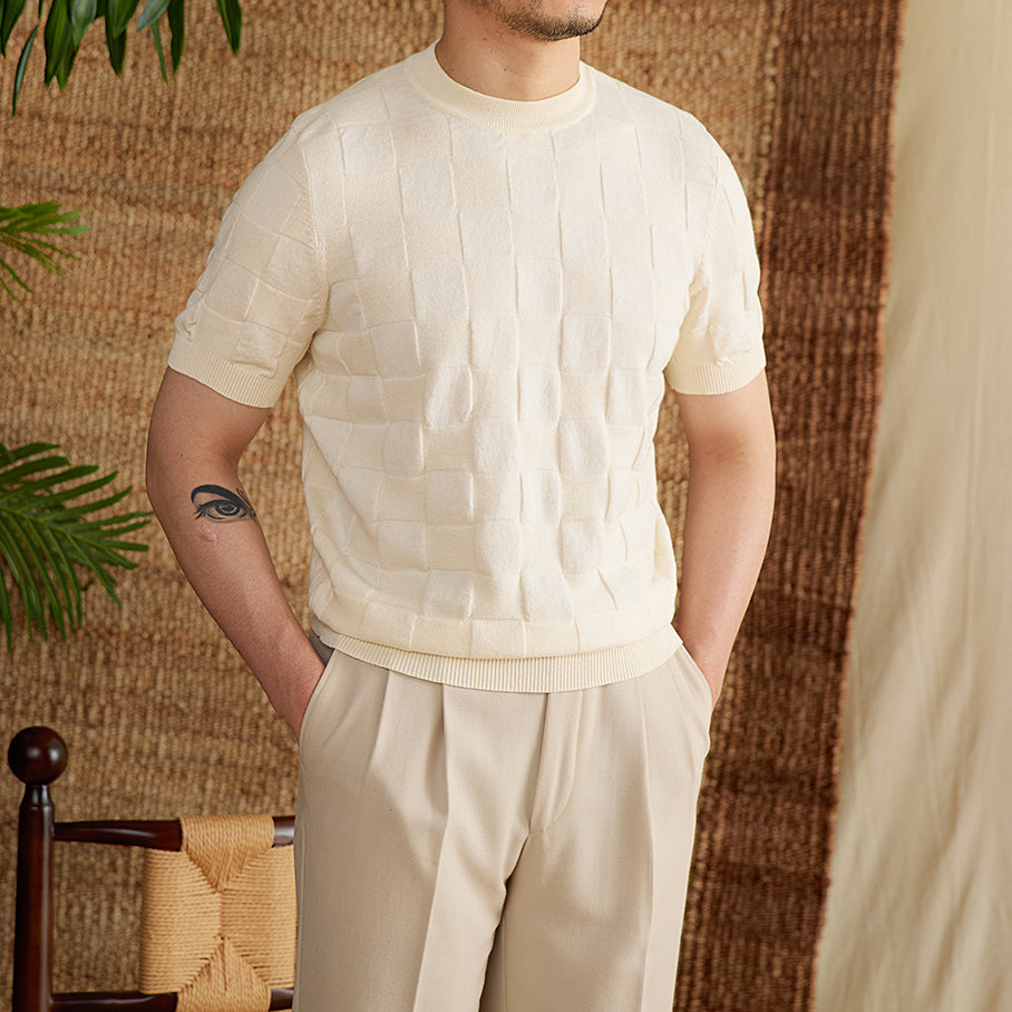 Cotton Blend 3D Knit T-Shirt