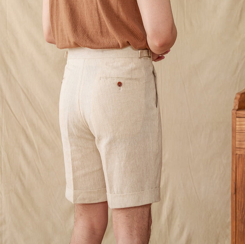 Hamptons Linen Pleated Bermudas