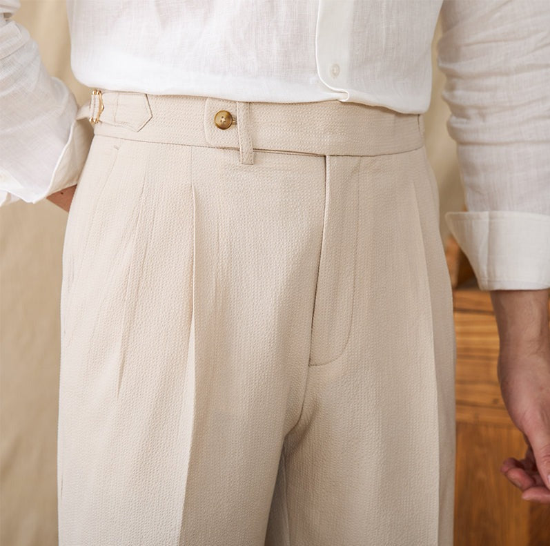 Camogli Seersucker Pleated Bermudas