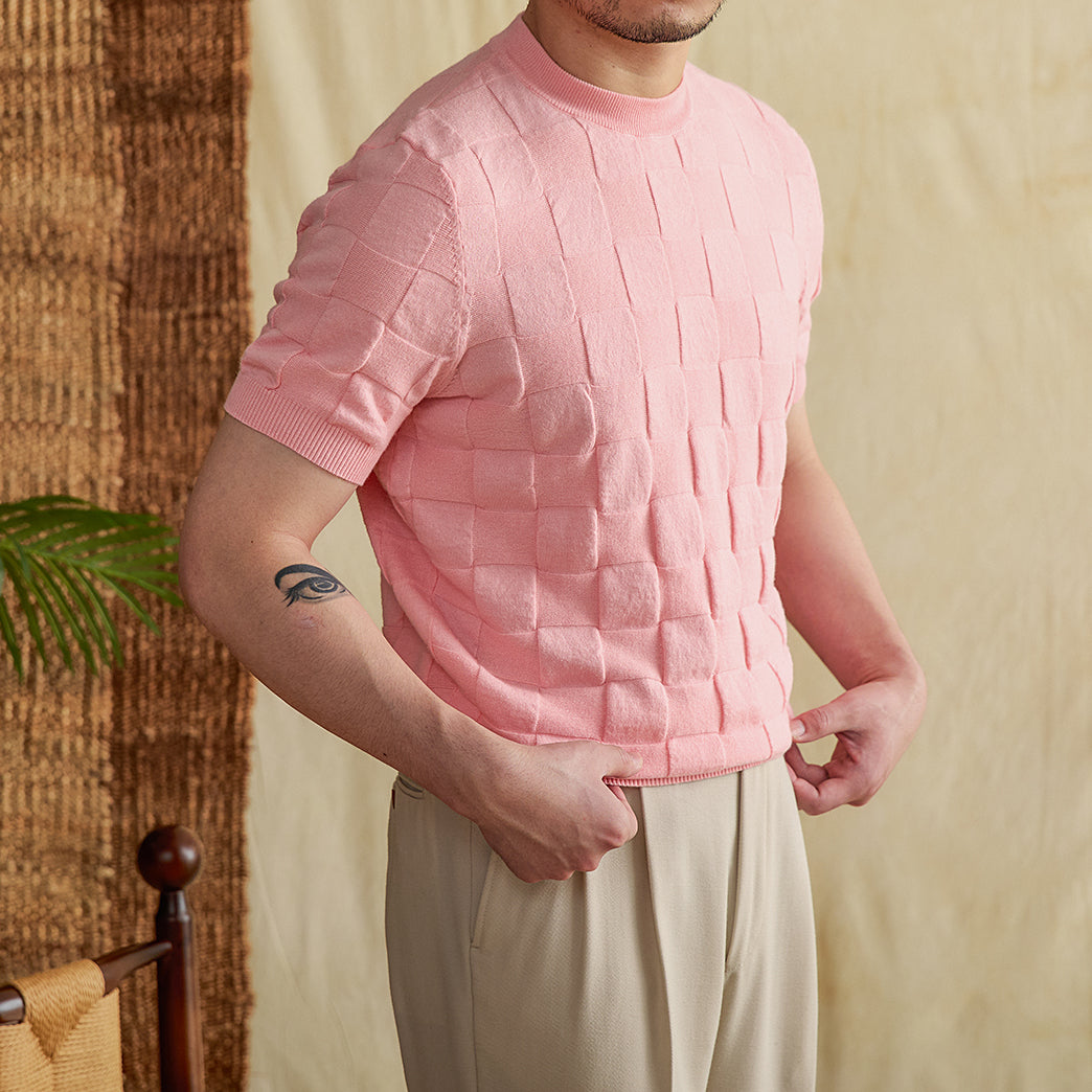 Cotton Blend 3D Knit T-Shirt