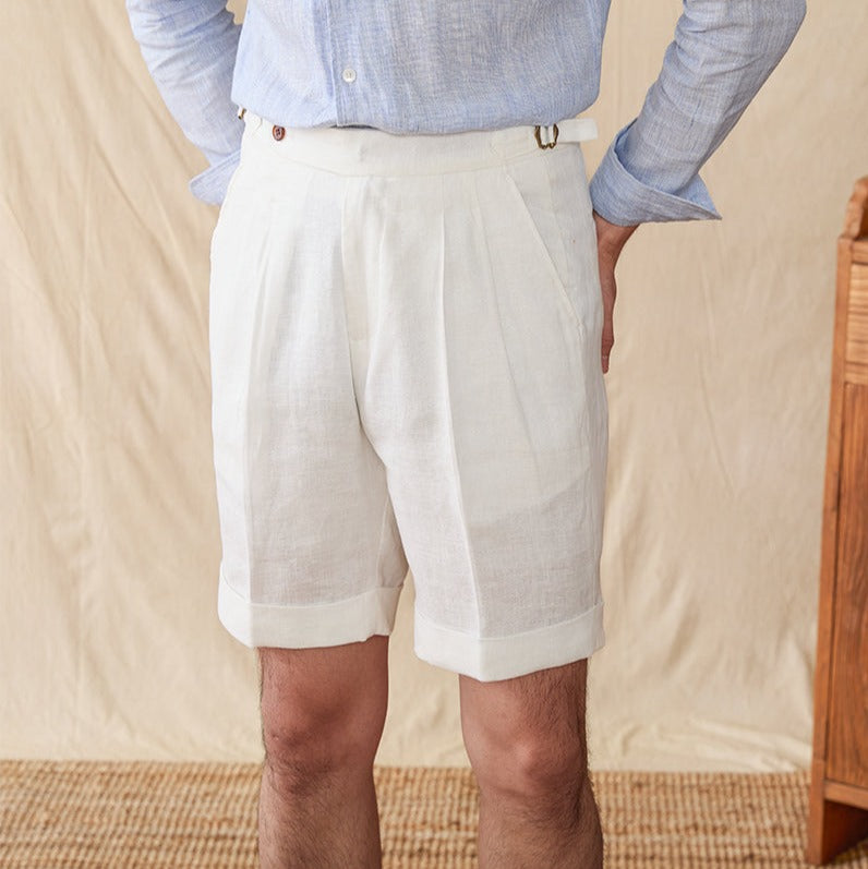Hamptons Linen Pleated Bermudas