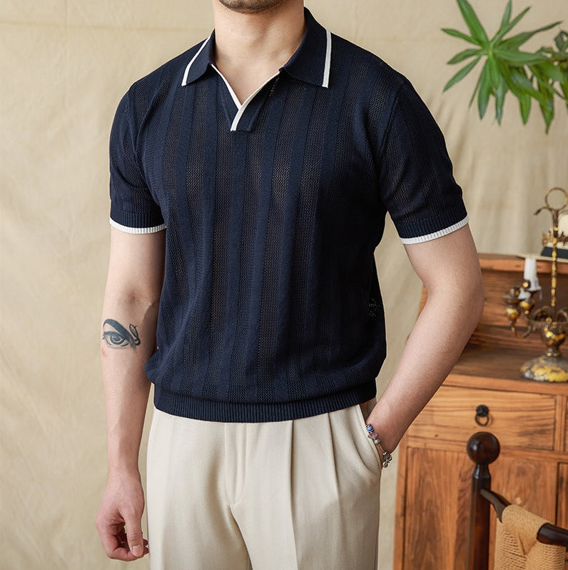 Knitted short sleeve polo shirt best sale