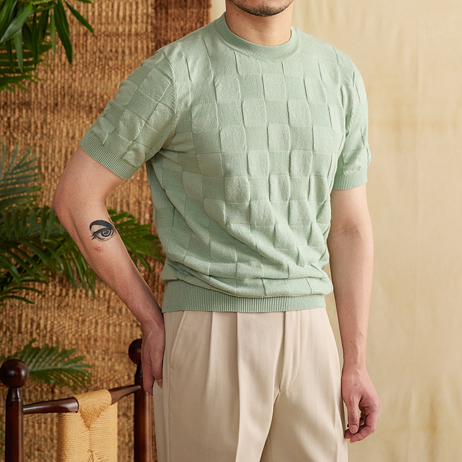 Cotton Blend 3D Knit T-Shirt