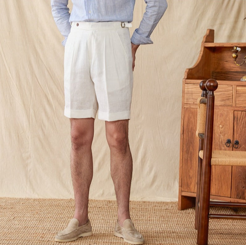 Hamptons Linen Pleated Bermudas