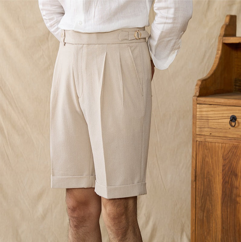 Camogli Seersucker Pleated Bermudas