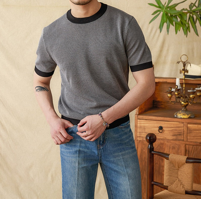 Pellegrini Honeycomb Contrast Knit Short Sleeve T-Shirt