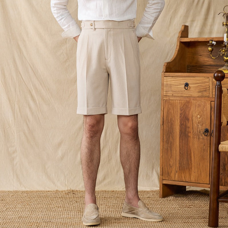 Camogli Seersucker Pleated Bermudas