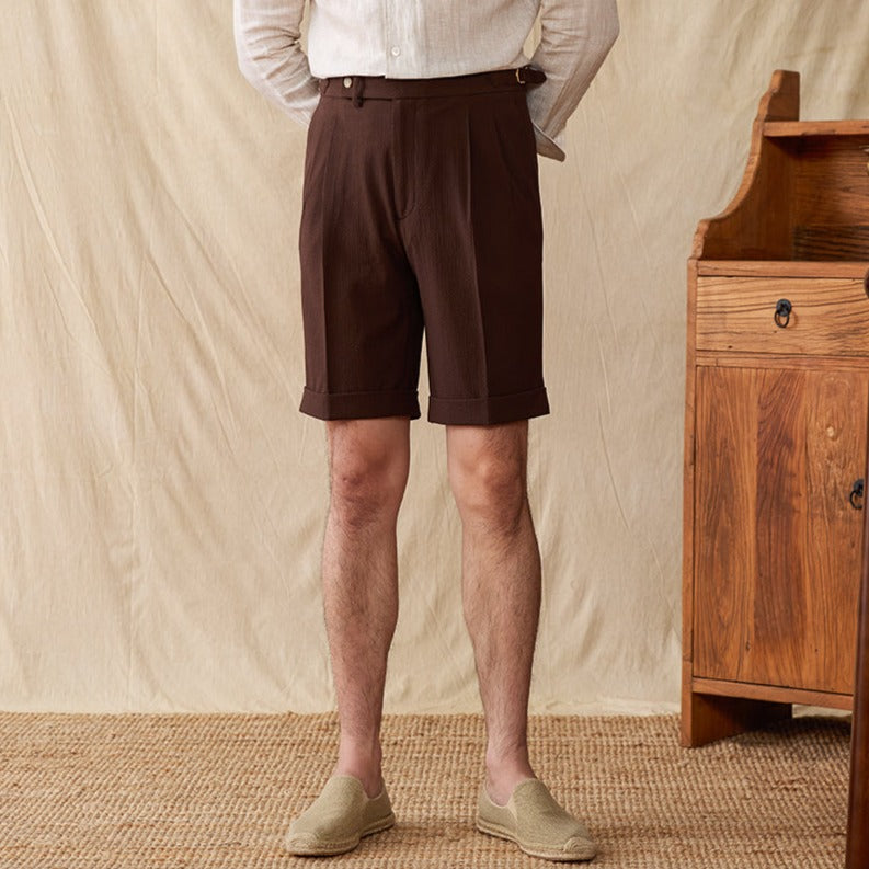 Camogli Seersucker Pleated Bermudas