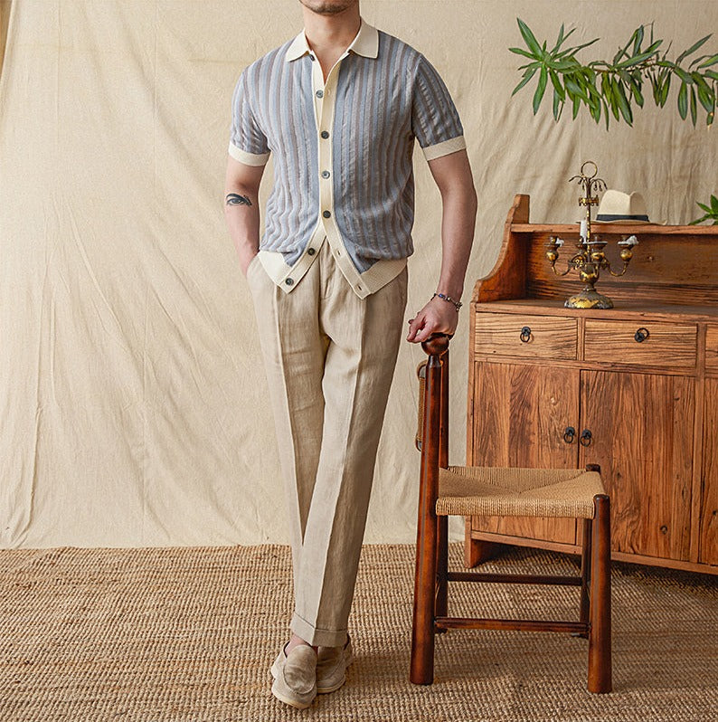 Ripley Cotton Blend Jacquard Knitted Short Sleeve Shirt