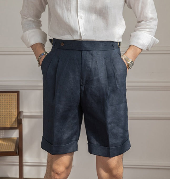 Hamptons Linen Pleated Bermudas
