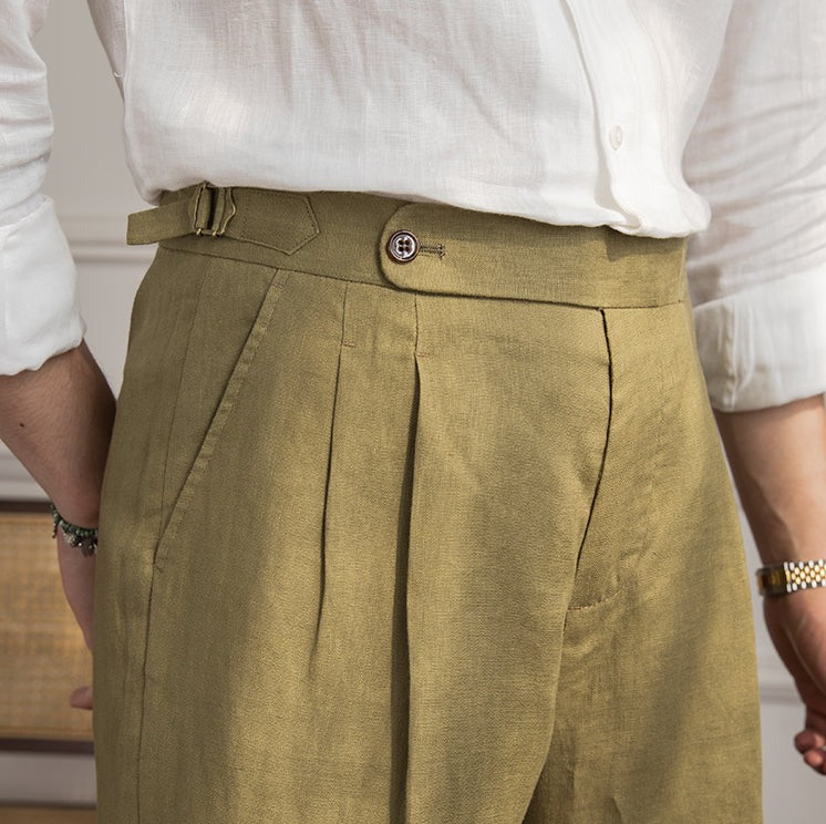 Hamptons Linen Pleated Bermudas