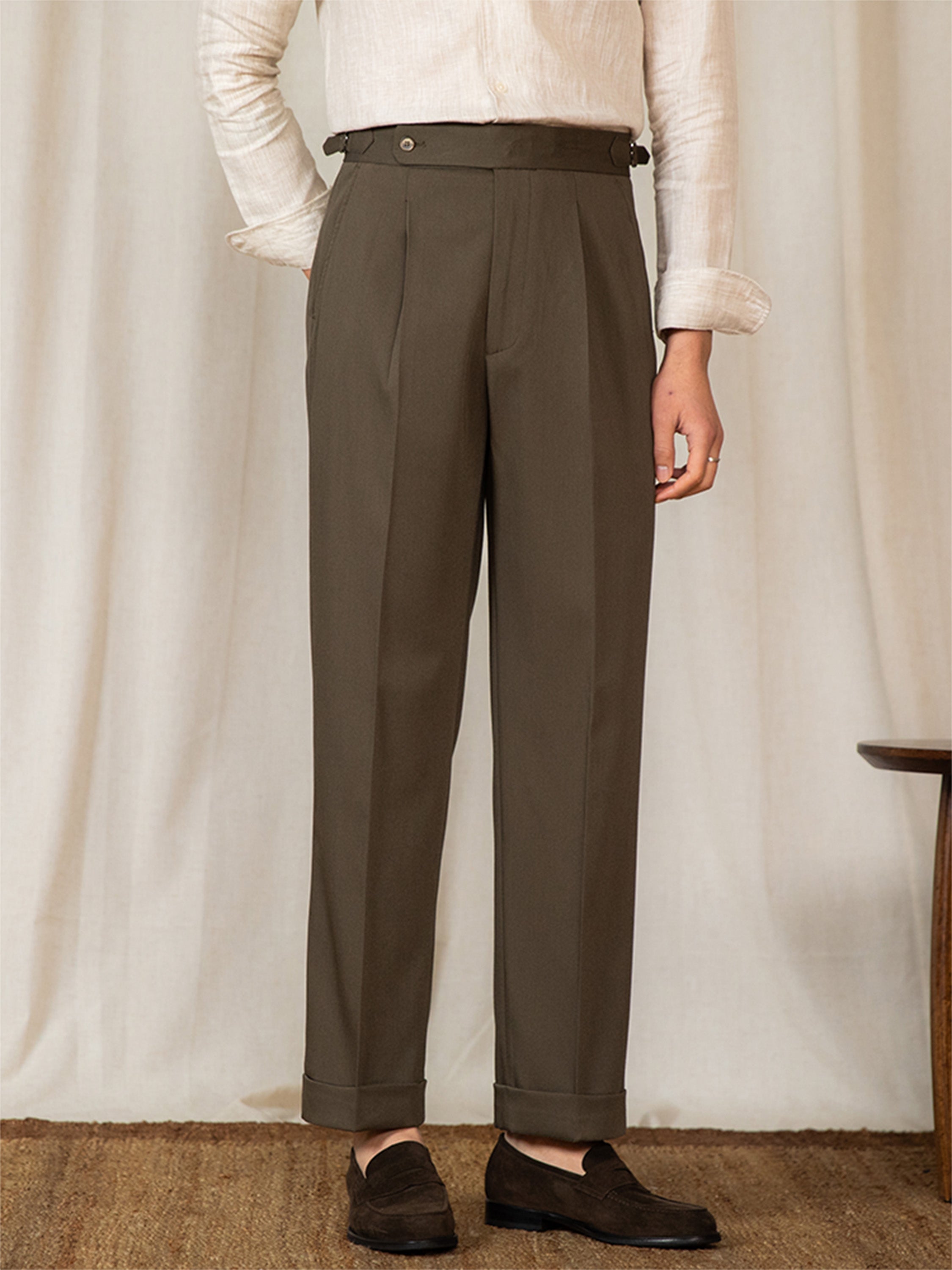 Stockholm Pleated Straight Fit Trousers