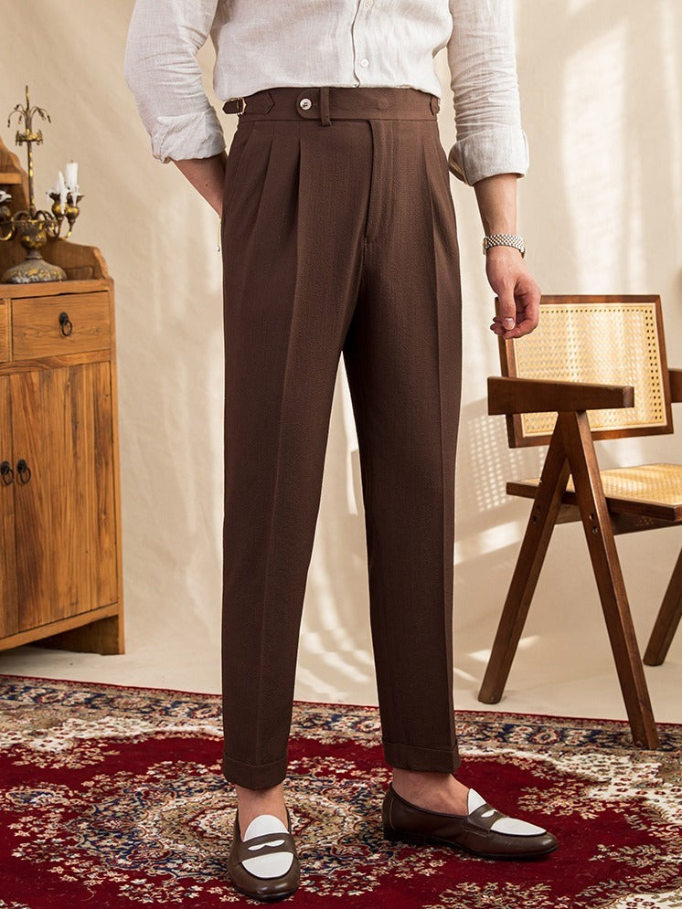 Monterosso Seersucker Pleated Trousers