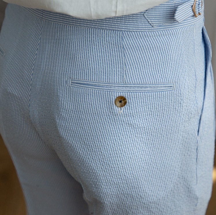 St. Tropez Seersucker Airy Pleated Trousers