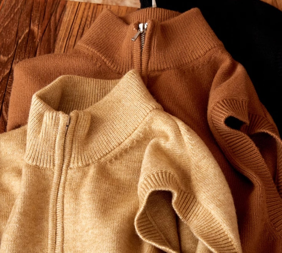 Vintage Half Zip Knitted Gilet Long Sleeve Jumper