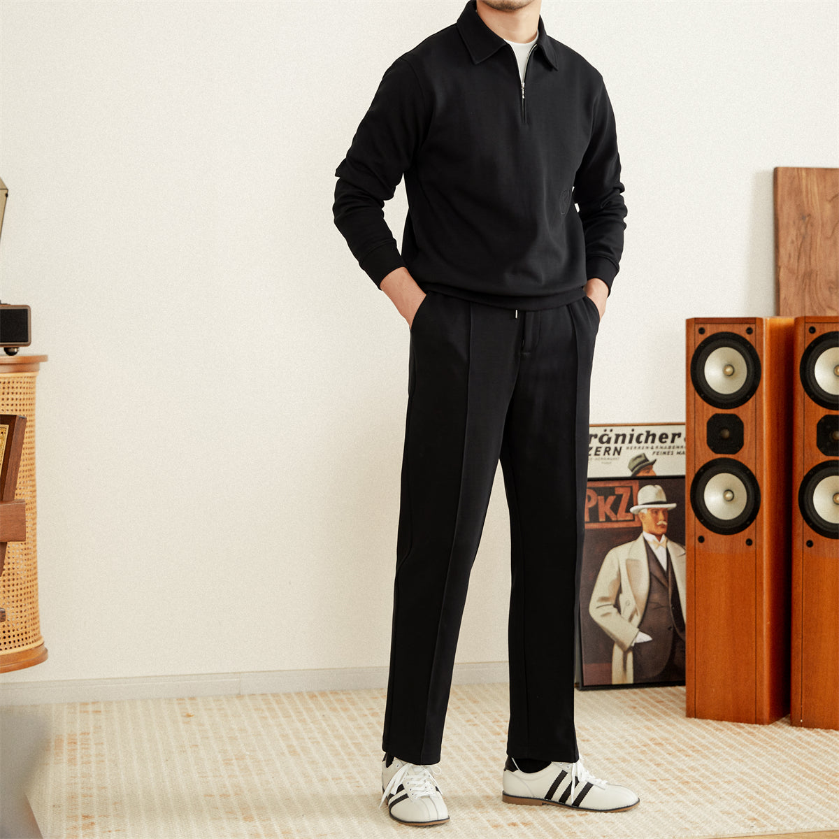 Cotton Half-Zip Collared Jumper
