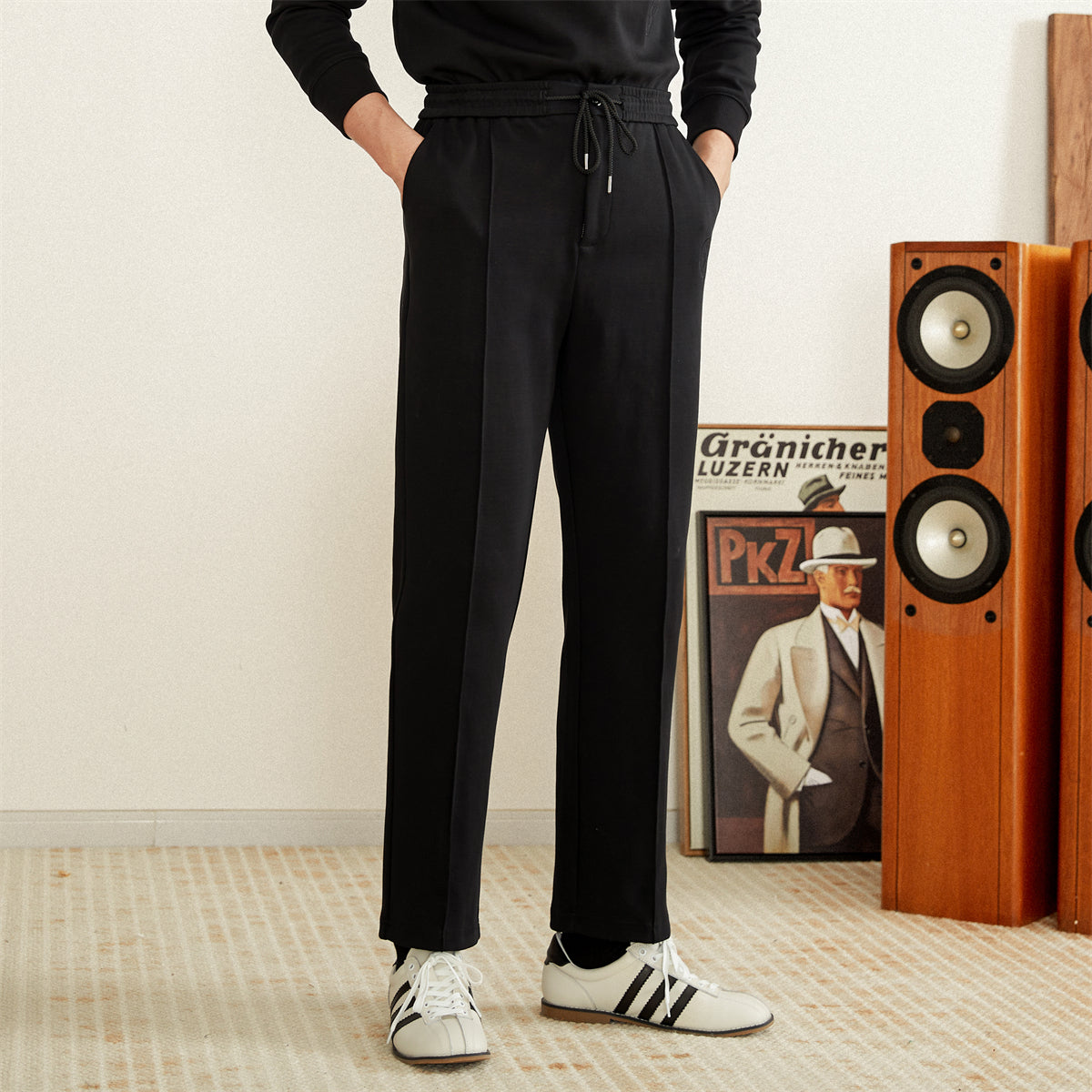Leisure Cotton Straight Fit Pleated Trousers