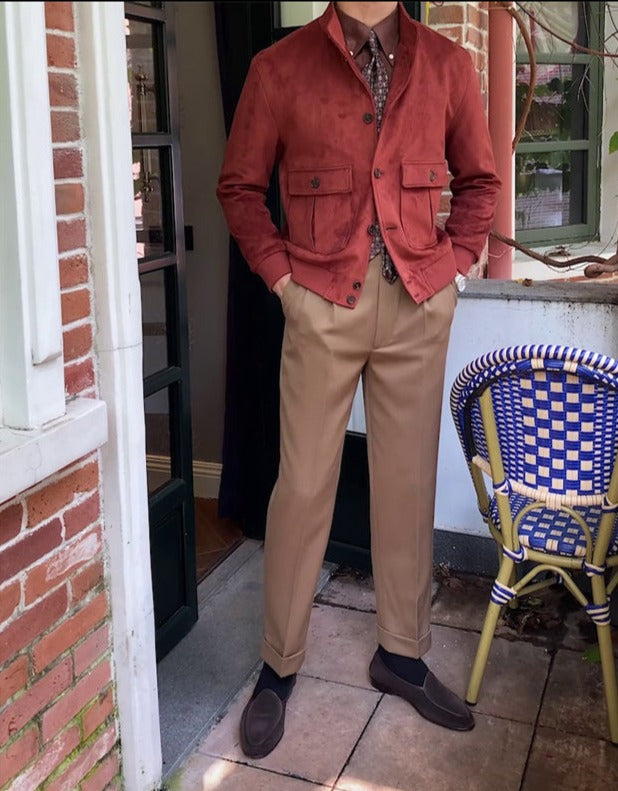 Veste boutonnée en suède Napoli