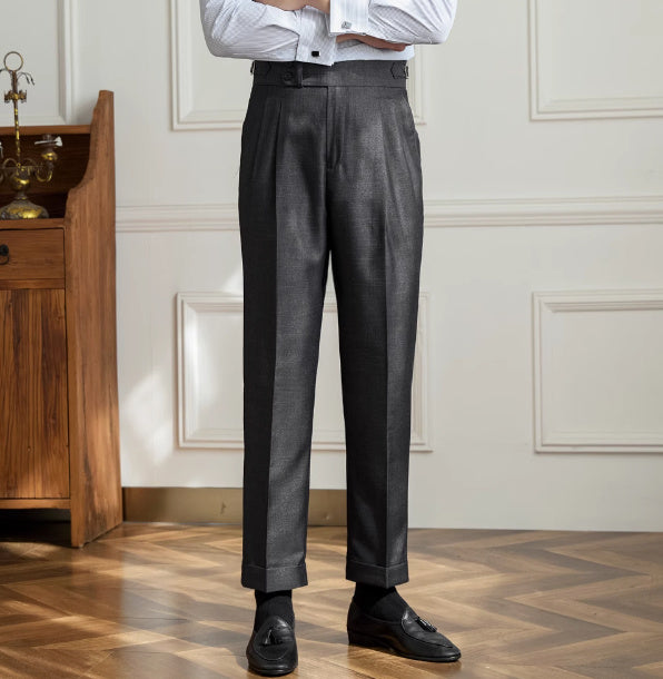 Trieste Straight Fit Double Button Pleated Trousers