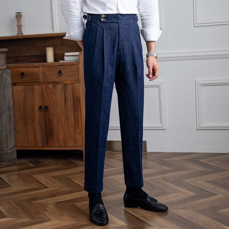 Rome Denim Workwear Double Pleated Trousers