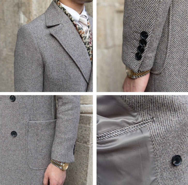 Kings Double Breasted Wool Blend Coat