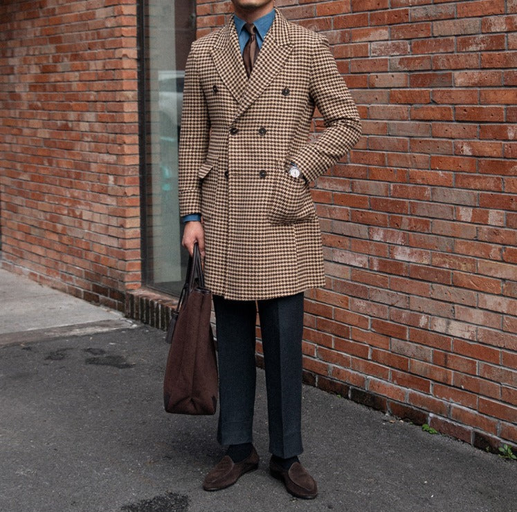 Nico Double-Breasted Wool and Cashmere Coat in Houndstooth main image 1
