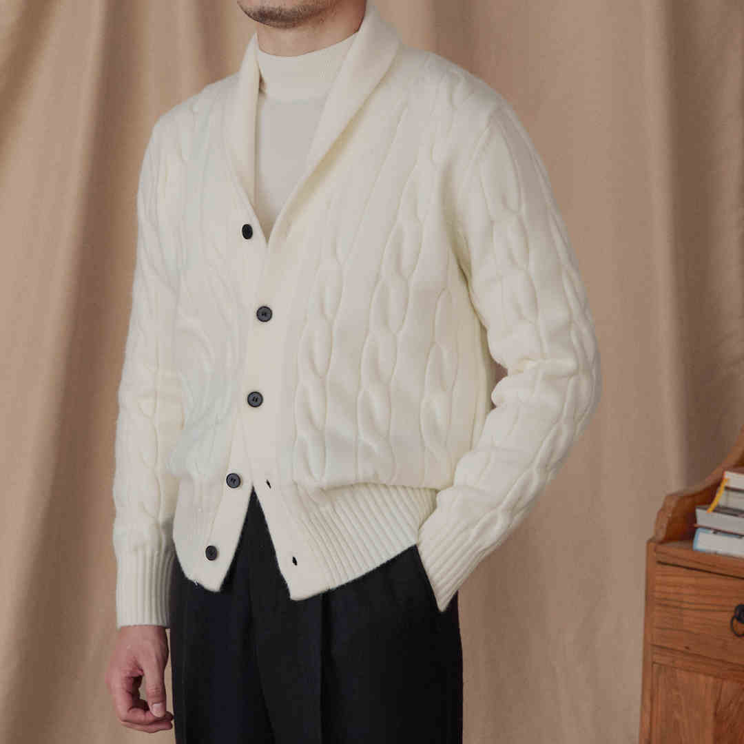 Aspen Cable Knit Shawl Collar Cardigan