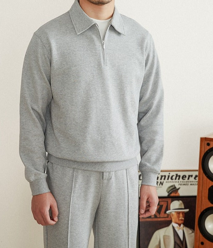 Cotton Half-Zip Collared Jumper
