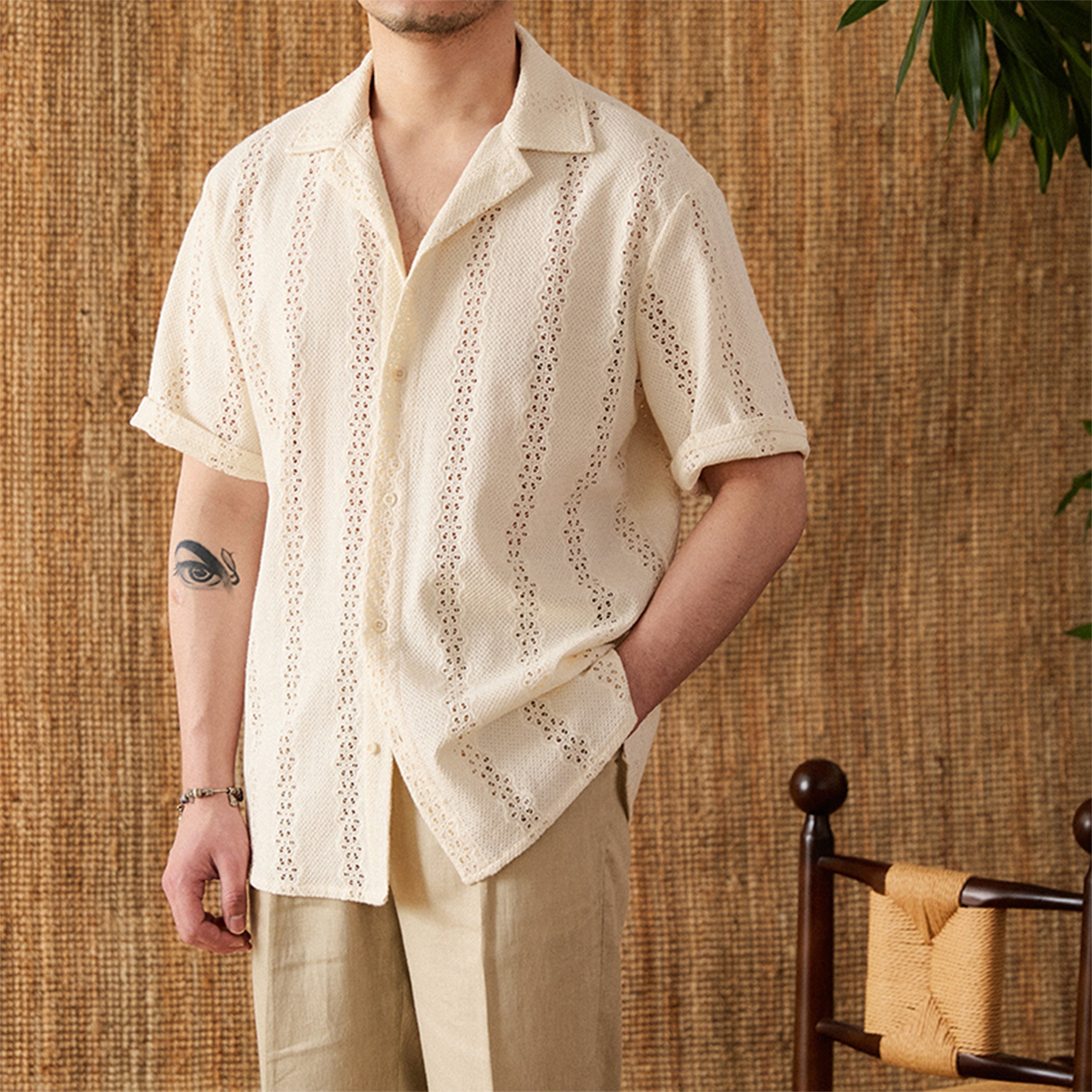 Embroidered Cotton Knit Short Sleeve Shirt