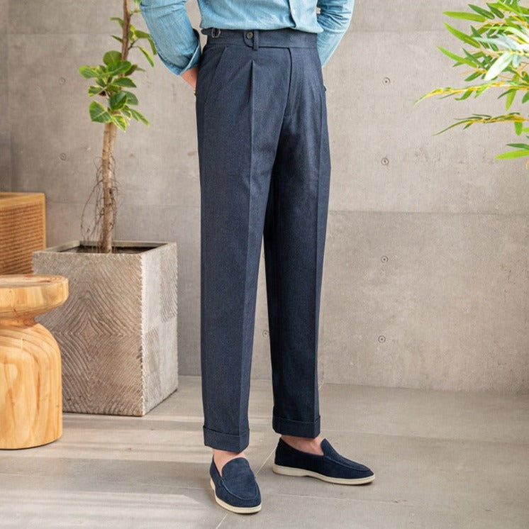 Cotton Twill Riviera Straight Fit Trousers