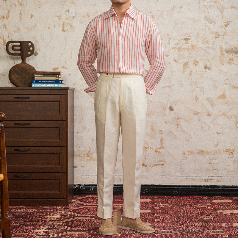 Corsica Linen Striped Long Sleeve Shirt