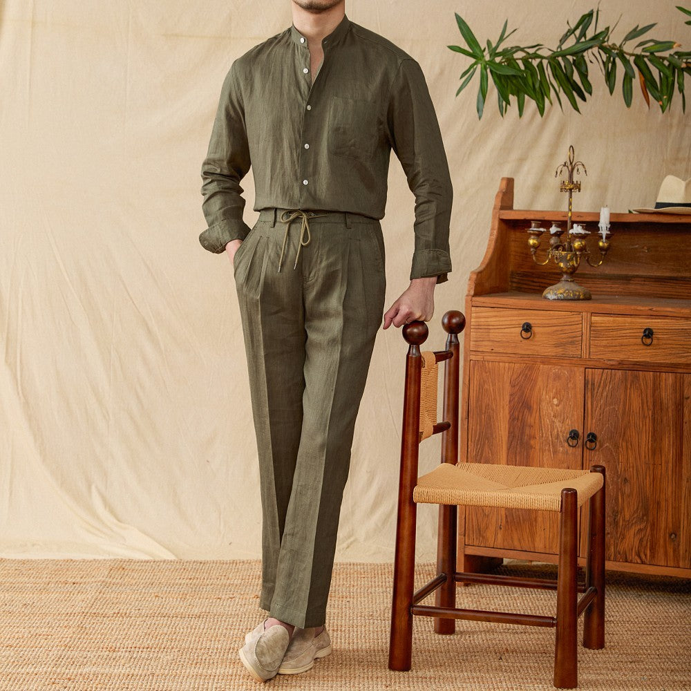 Zakynthos Pleated Linen Trousers