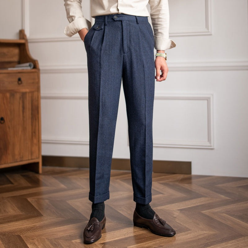 Winchester Herringbone Wool Blend Suit Trousers