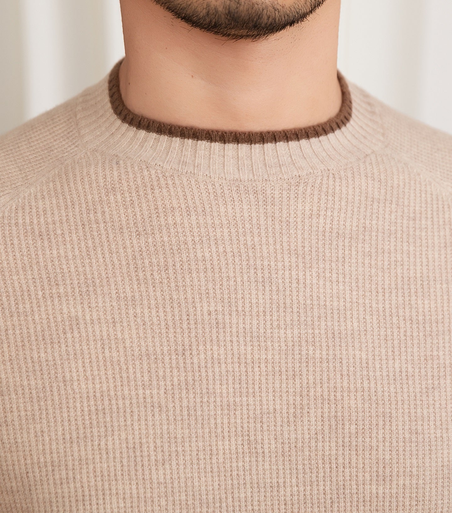 Firenze Textured Contrast Knit Wool Jumper