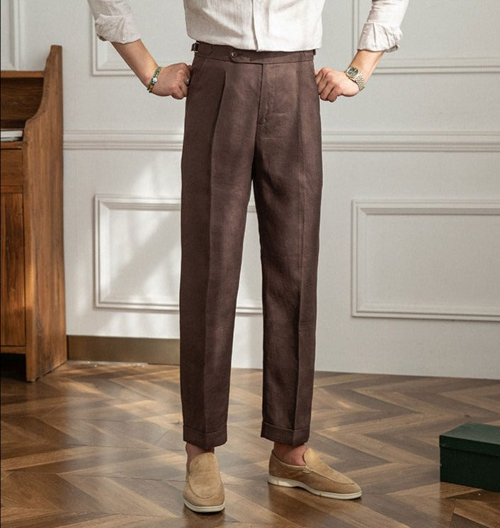 Monte Carlo Linen Pleated Trousers