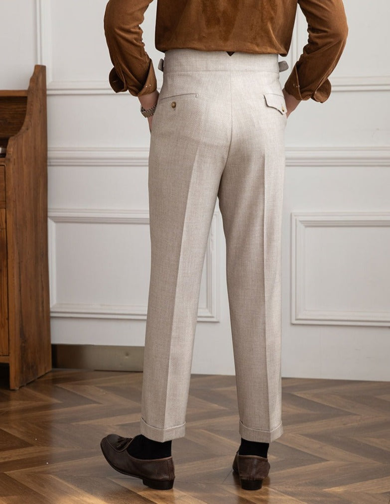 Rochester Pleated Textured Gurkha Trousers