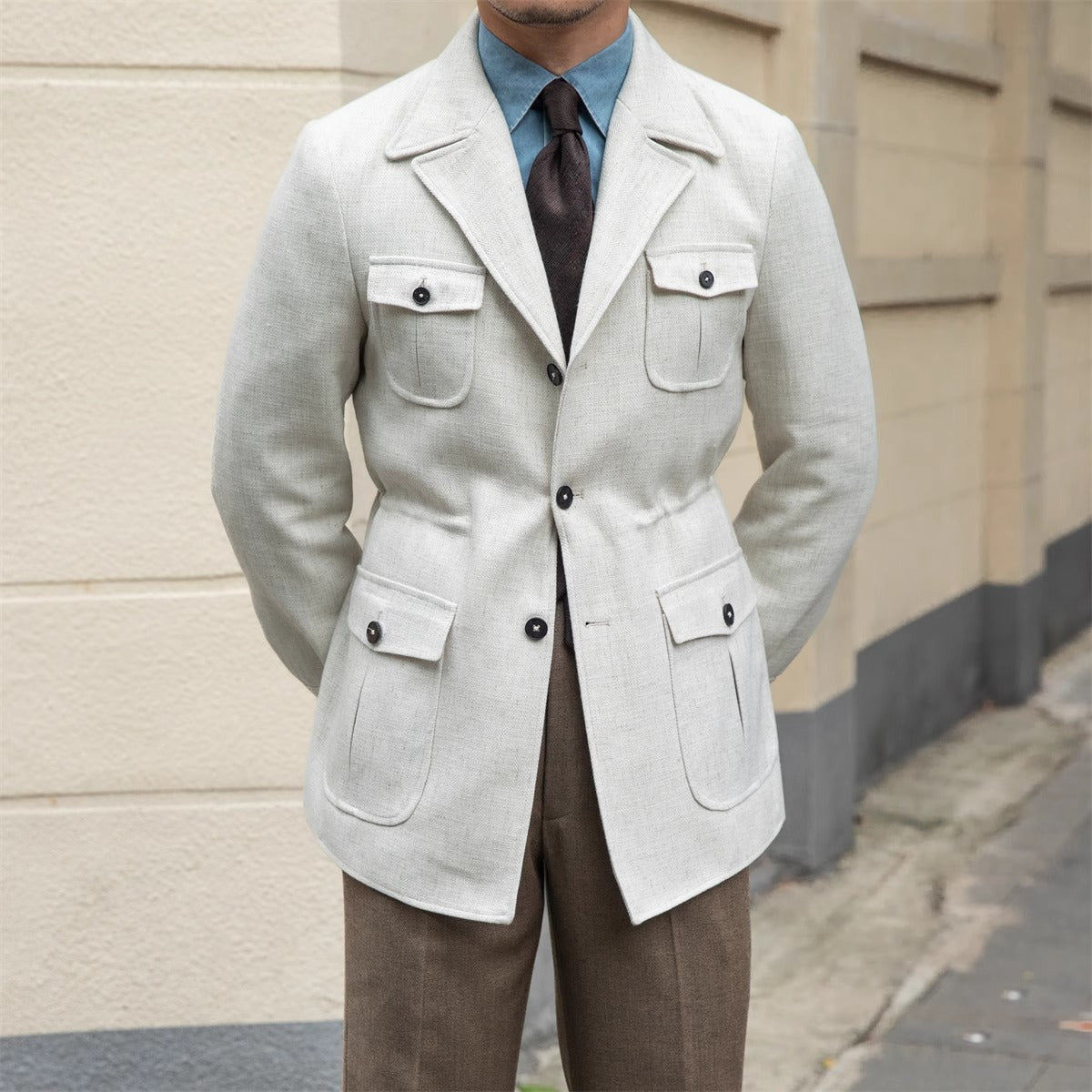 Milan Suit Collar Linen Blend Jacket