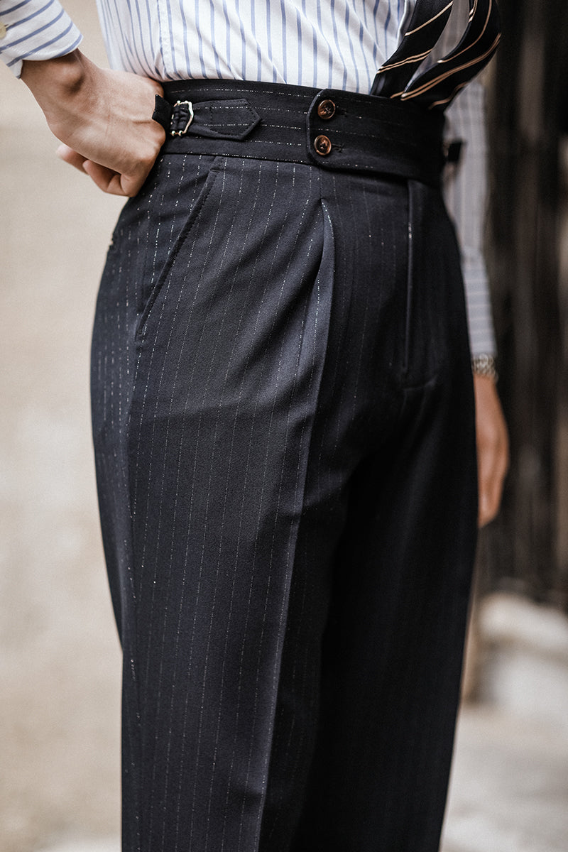 Pantalon plissé à fines rayures Kensington