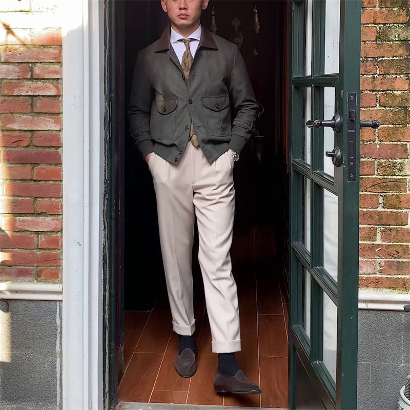 Veste boutonnée en suède vintage